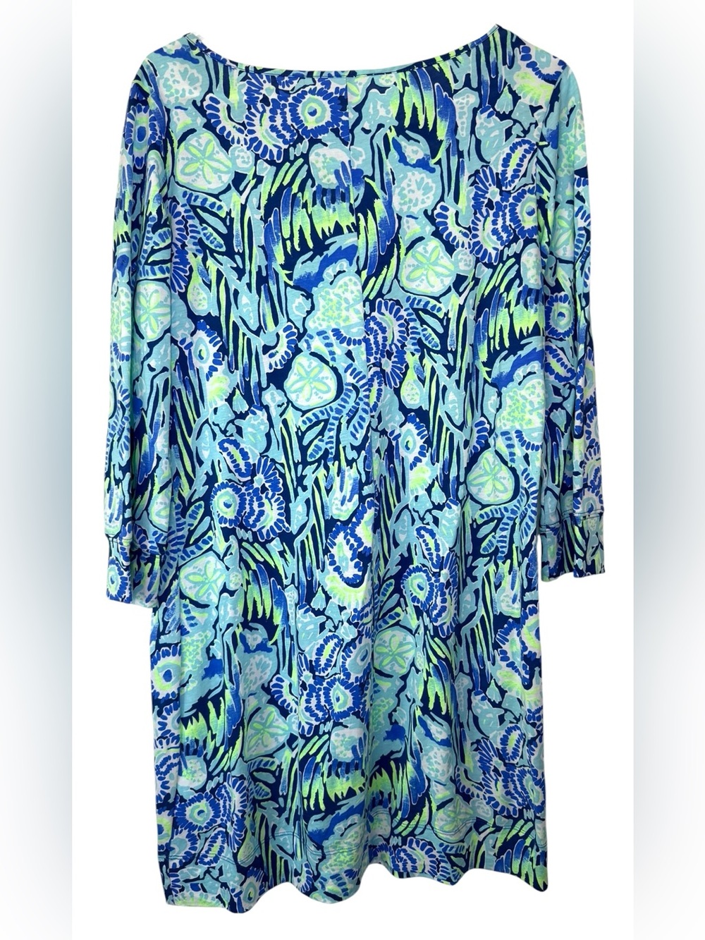 Lilly Pulitzer Marlowe T-Shirt Dress Size Large Blue/Green Sunset Swim - Picture 2 of 4
